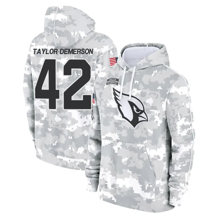 A.Cardinals #42 Dadrion Taylor-Demerson Player Camo Salute to Service Hoodies STECN Stitched Jerseys
