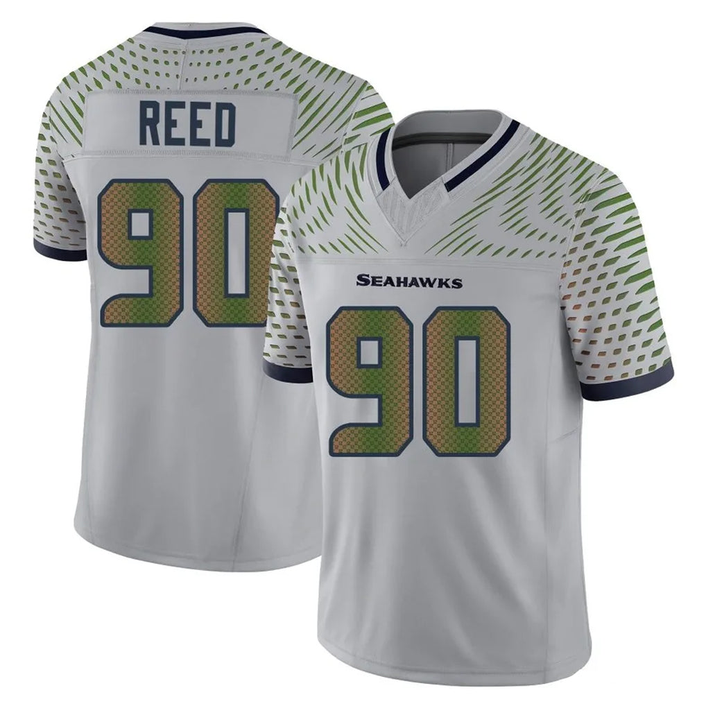 S.Seahawks #90 Jarran Reed Player Grey Limited 2025 Rivalries Collection Home Game STECN Stitched Jerseys