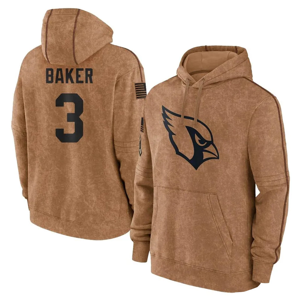 A.Cardinals #3 Budda Baker Player Brown Salute To Service Limited Hoodies STECN Stitched Jerseys