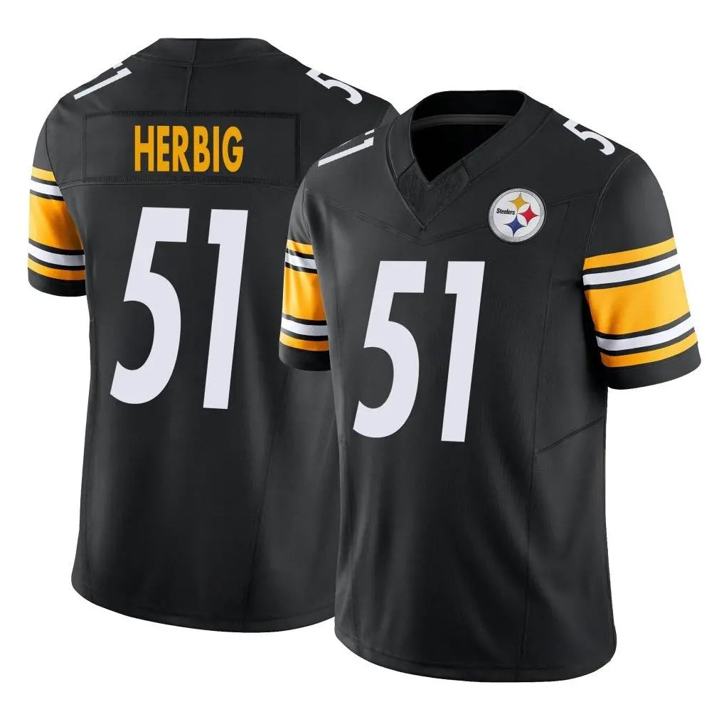 P.Steelers #51 Nick Herbig Player Black Limited Vapor F.U.S.E. Home Game STECN Stitched Jerseys