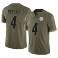 P.Steelers #4 DK Metcalf Player Olive Limited Salute To Service Home Game STECN Stitched Jerseys