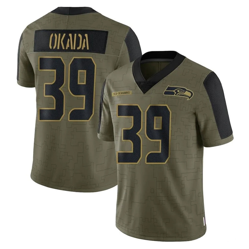 S.Seahawks #39 Ty Okada Player Olive Salute To Service Limited Game STECN Stitched Jerseys