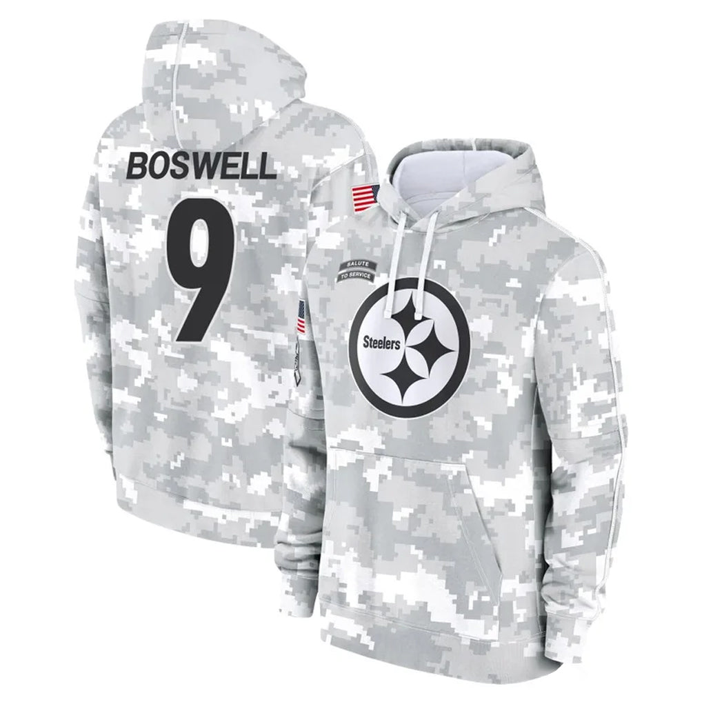 P.Steelers #9 Chris Boswell Player Arctic Camo Limited Salute to Service Pullover Hoodies Game STECN Stitched Jerseys