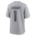 A.Cardinals #1 Kyler Murray Player Gray Fashion Home Game STECN Stitched Jerseys