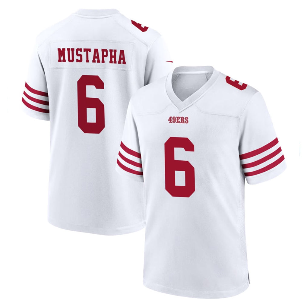 SF.49ers #6 Malik Mustapha Player White Game Home STECN Stitched Jerseys