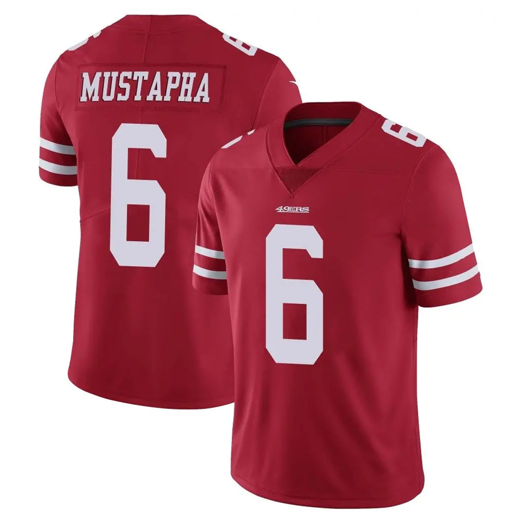 SF.49ers #6 Malik Mustapha Player Red Limited Vapor Untouchable Home Game STECN Stitched Jerseys