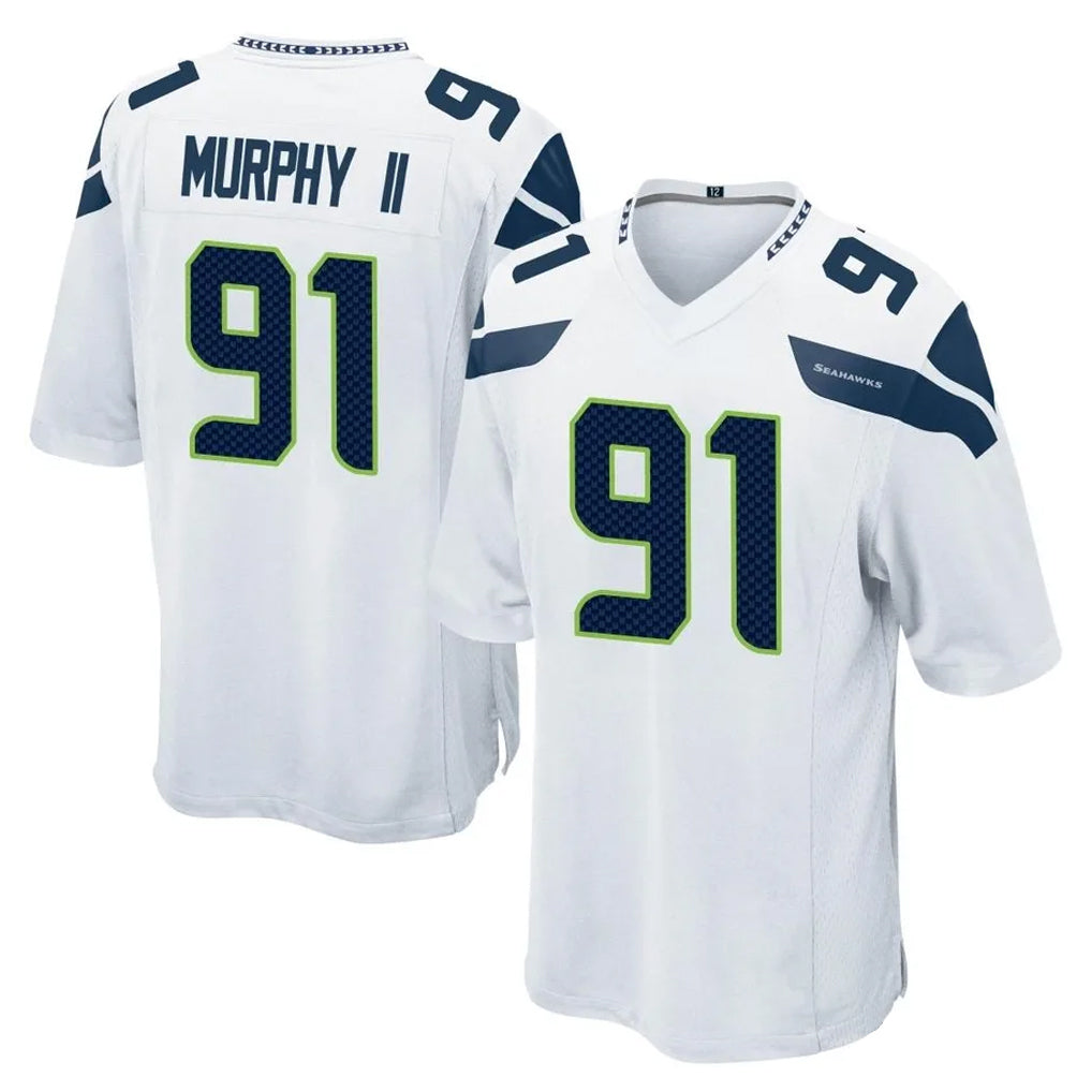 S.Seahawks #91 Byron Murphy II Player White Home Game STECN Stitched Jerseys
