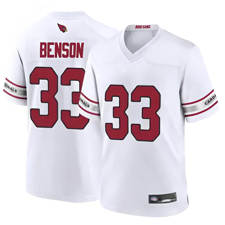 A.Cardinals #33 Trey Benson Player White Game Home STECN Stitched Jerseys