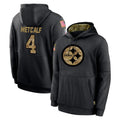 P.Steelers #4 DK Metcalf Player Black Salute to Service Hoodies Limited Game STECN Stitched Jerseys