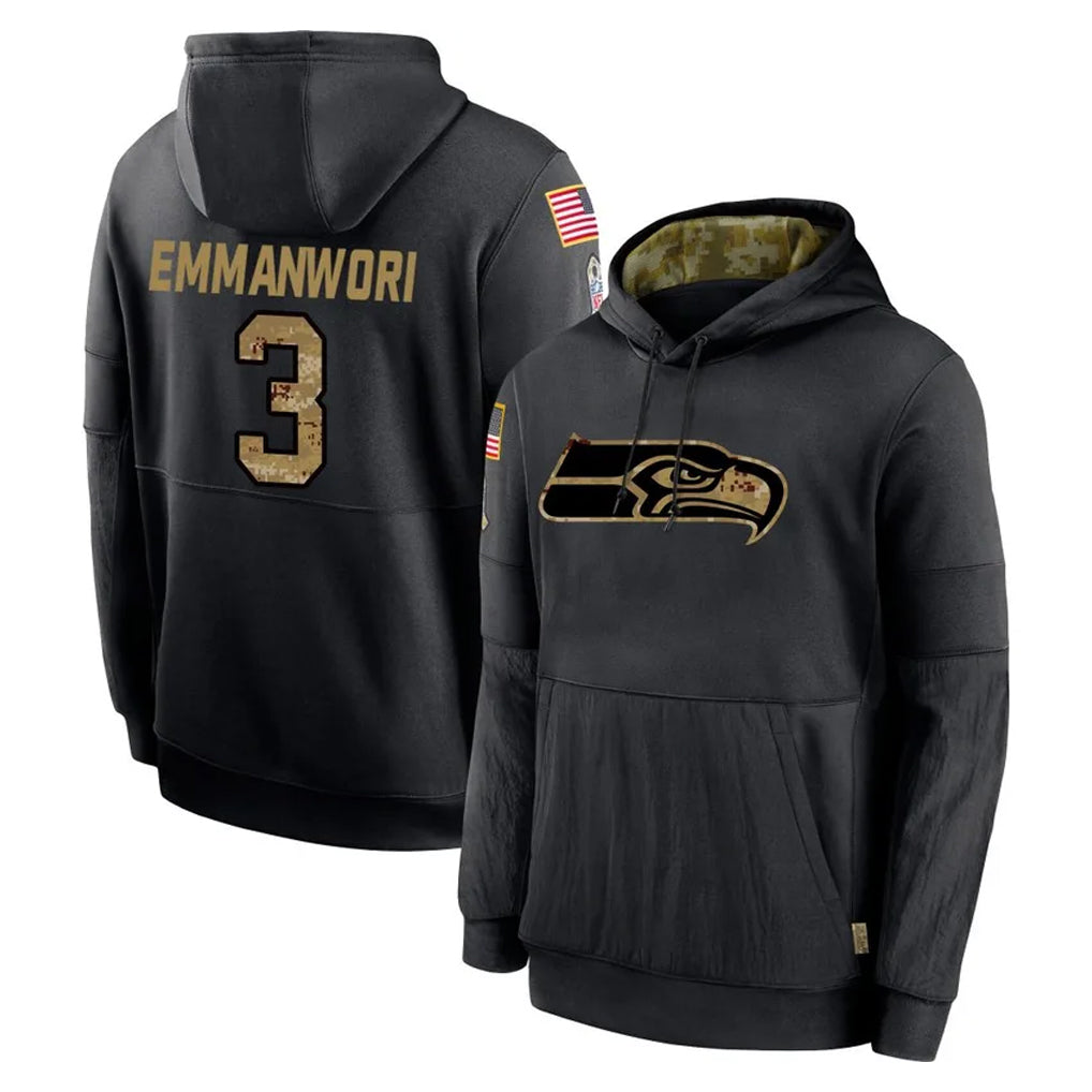 S.Seahawks #3 Nick Emmanwori Player Black Salute to Service Hoodies Limited Game STECN Stitched Jerseys