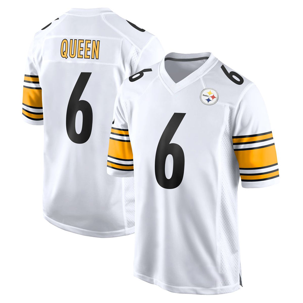 P.Steelers #6 Patrick Queen Player White Home Game STECN Stitched Jerseys