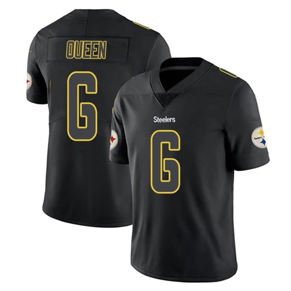 P.Steelers #6 Patrick Queen Player Black Impact Limited Home Game STECN Stitched Jerseys