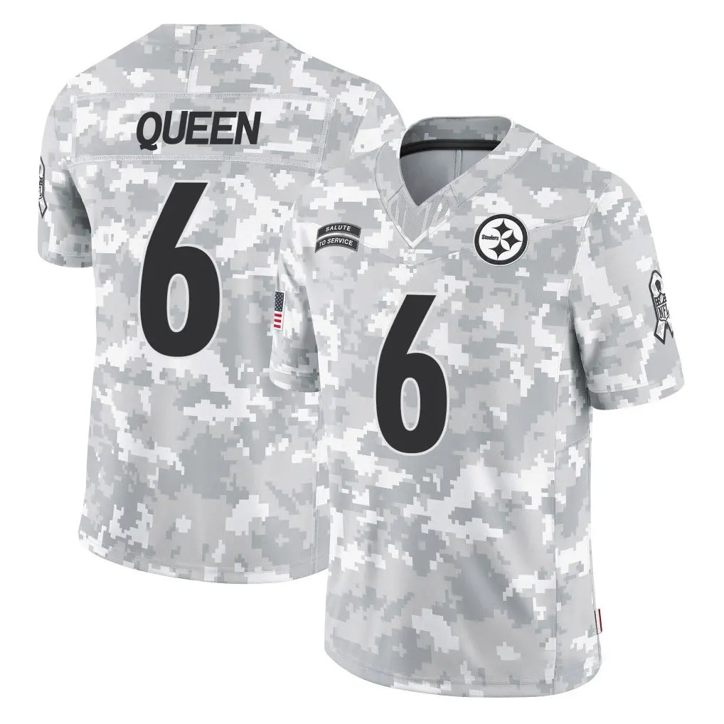 P.Steelers #6 Patrick Queen Player Arctic Camo Limited Salute To Service Home Game STECN Stitched Jerseys