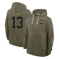 SF.49ers #13 Brock Purdy Player Olive Salute to Service Pullover Hoodies Limited STECN Stitched Jerseys