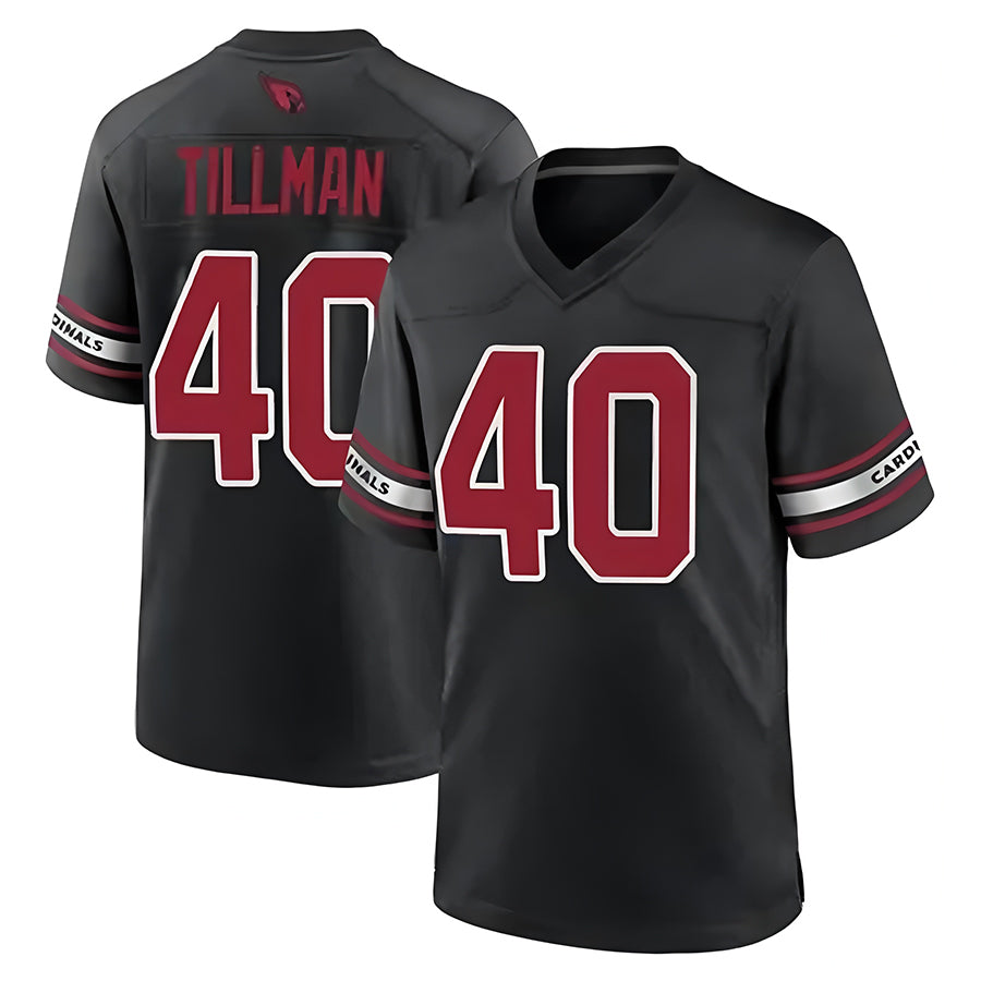 A.Cardinals #40 Pat Tillman Player Black Game STECN Stitched Jerseys