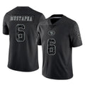SF.49ers #6 Malik Mustapha Player Black Limited Reflective Home Game STECN Stitched Jerseys