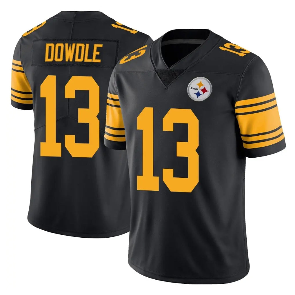 P.Steelers #13 Rico Dowdle Player Black Limited Color Rush Home Game STECN Stitched Jerseys