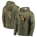 A.Cardinals #4 Jeremiyah Love Player Olive Salute to Service Limited Hoodies STECN Stitched Jerseys