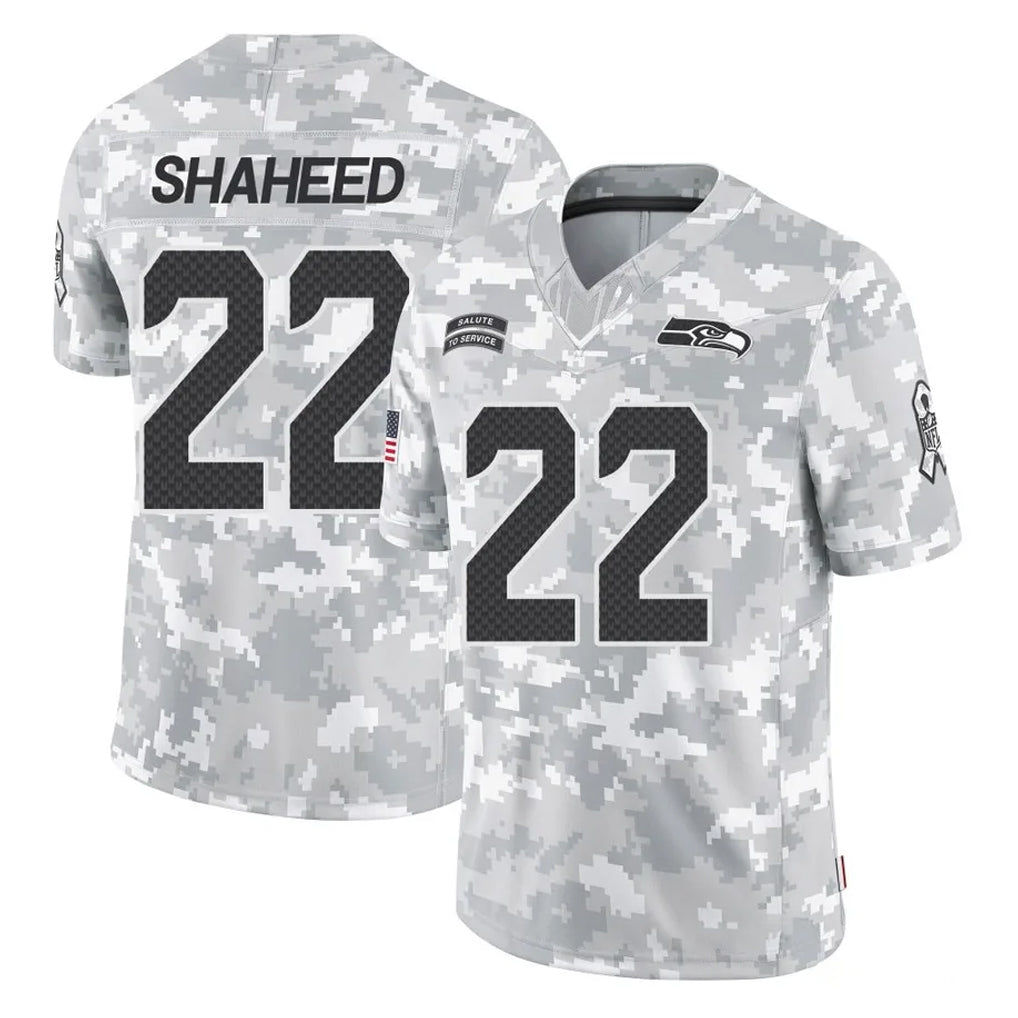 S.Seahawks #22 Rashid Shaheed Player Arctic Camo Limited Salute To Service Home Game STECN Stitched Jerseys
