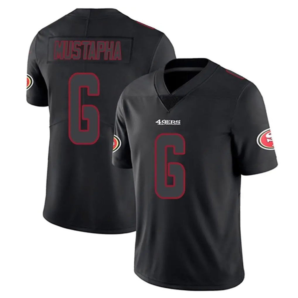 SF.49ers #6 Malik Mustapha Player Black Impact Limited Home Game STECN Stitched Jerseys