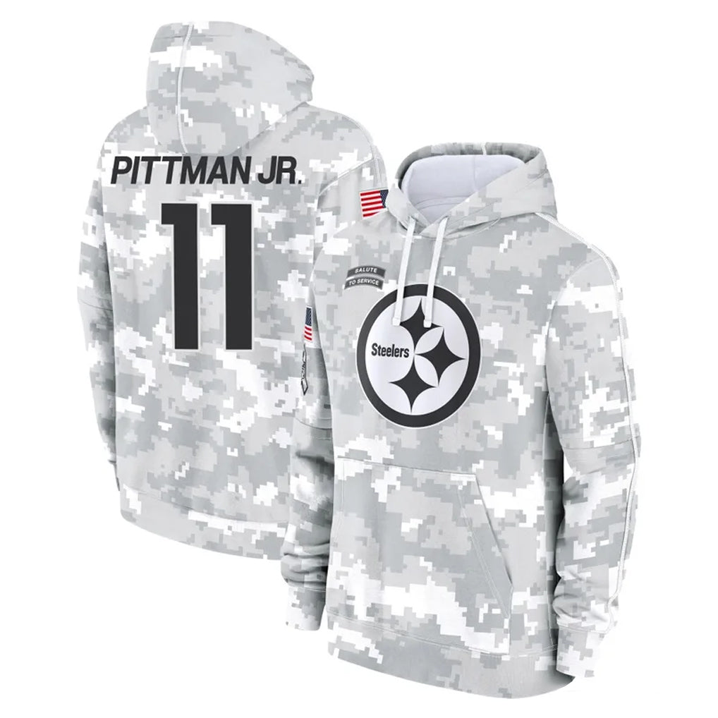 P.Steelers #11 Michael Pittman Jr. Player Arctic Camo Limited Salute to Service Pullover Hoodies Game STECN Stitched Jerseys