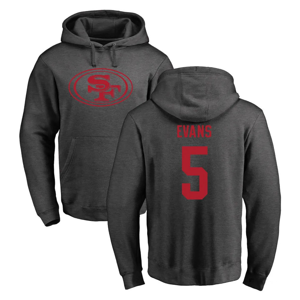 SF.49ers #5 Mike Evans Player Anthracite Pullover Hoodies Home Game STECN Stitched Jerseys