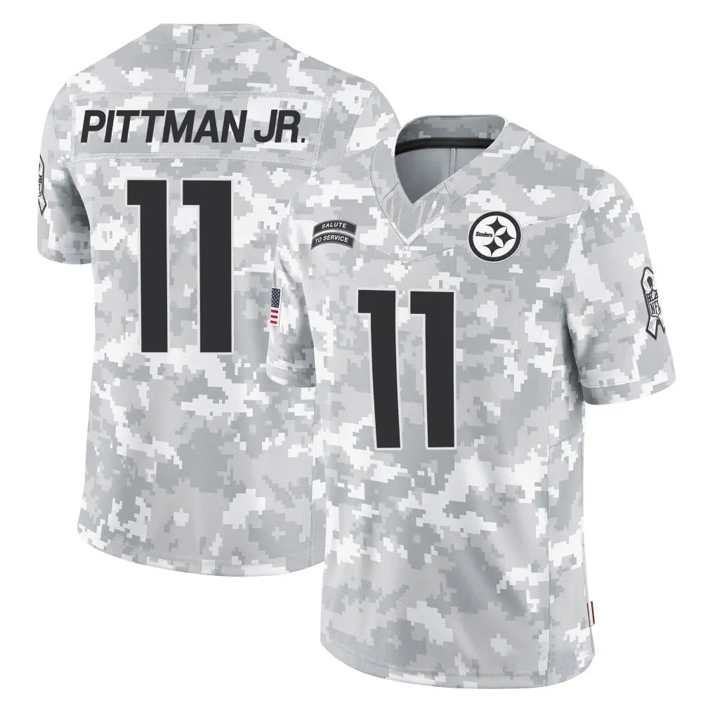 P.Steelers #11 Michael Pittman Jr. Player Arctic Camo Limited Salute To Service Home Game STECN Stitched Jerseys