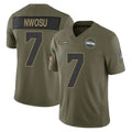 S.Seahawks #7 Uchenna Nwosu Player Olive 2025 Salute To Service Limited Home Game STECN Stitched Jerseys