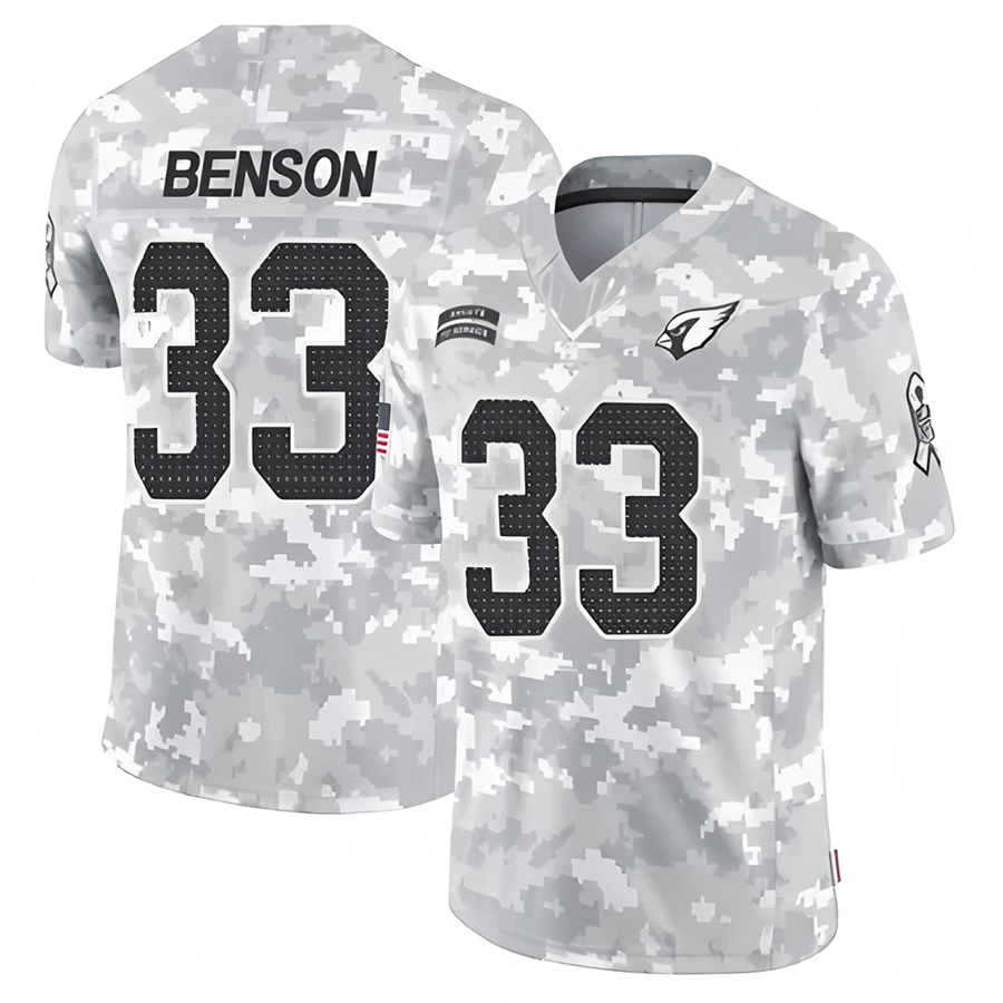 A.Cardinals #33 Trey Benson Player Camo Salute to Service Limited STECN Stitched Jerseys
