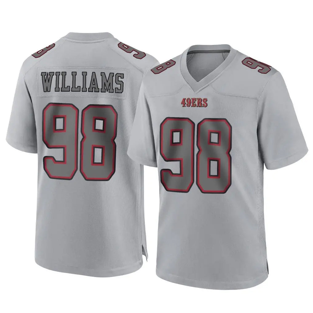 SF.49ers #98 Mykel Williams Player Gray Atmosphere Fashion Home Game STECN Stitched Jerseys