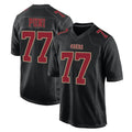 SF.49ers #77 Dominick Puni Player Black Fashion Home Game STECN Stitched Jerseys