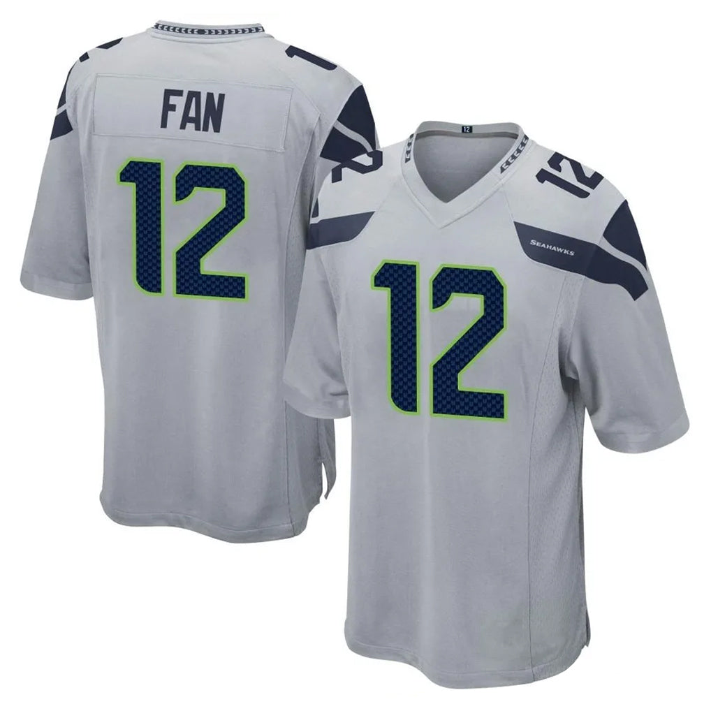 S.Seahawks #12 12th Fan Player Gray Home Game STECN Stitched Jerseys