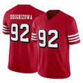 SF.49ers #92 Osa Odighizuwa Player Red Limited Alternate Vapor F.U.S.E. Home Game STECN Stitched Jerseys
