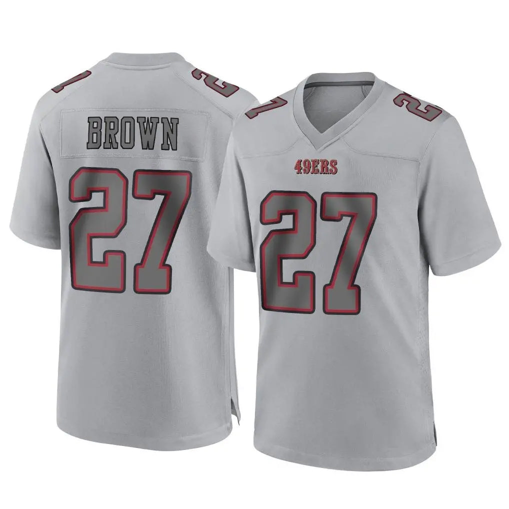 SF.49ers #27 Ji'Ayir Brown Player Gray Atmosphere Fashion Home Game STECN Stitched Jerseys