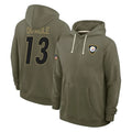 P.Steelers #13 Rico Dowdle Player Olive Salute to Service Pullover Hoodies Limited STECN Stitched Jerseys