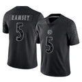 P.Steelers #5 Jalen Ramsey Player Black Reflective Limited Home Game STECN Stitched Jerseys