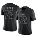 S.Seahawks #72 Abraham Lucas Player Black Limited Reflective Home Game STECN Stitched Jerseys