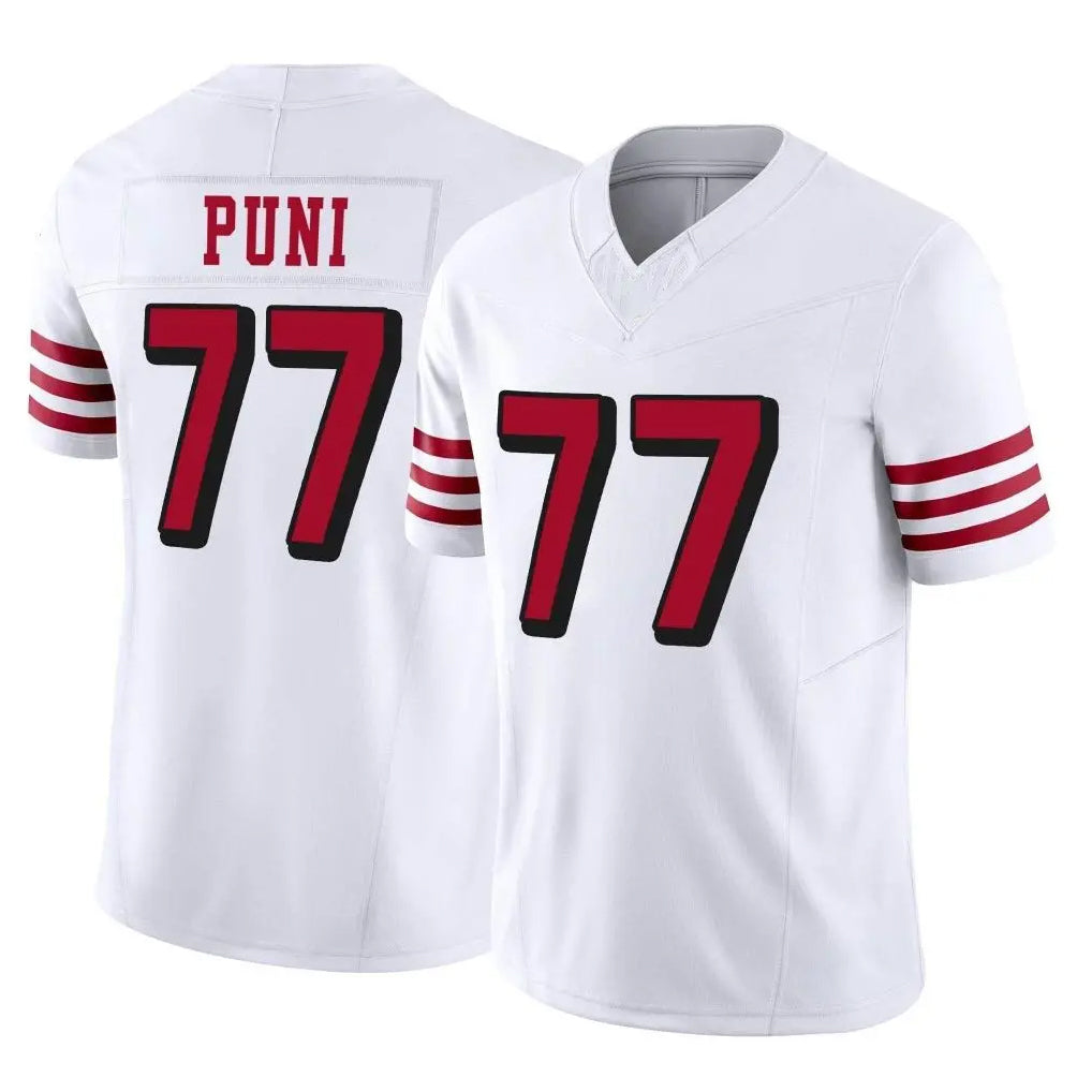 SF.49ers #77 Dominick Puni Player White Limited Alternate Vapor F.U.S.E. Home Game STECN Stitched Jerseys