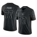 SF.49ers #77 Dominick Puni Player Black Limited Reflective Home Game STECN Stitched Jerseys