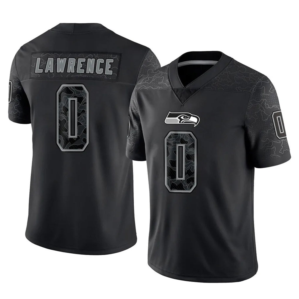 S.Seahawks #0 DeMarcus Lawrence Player Black Limited Reflective Home Game STECN Stitched Jerseys