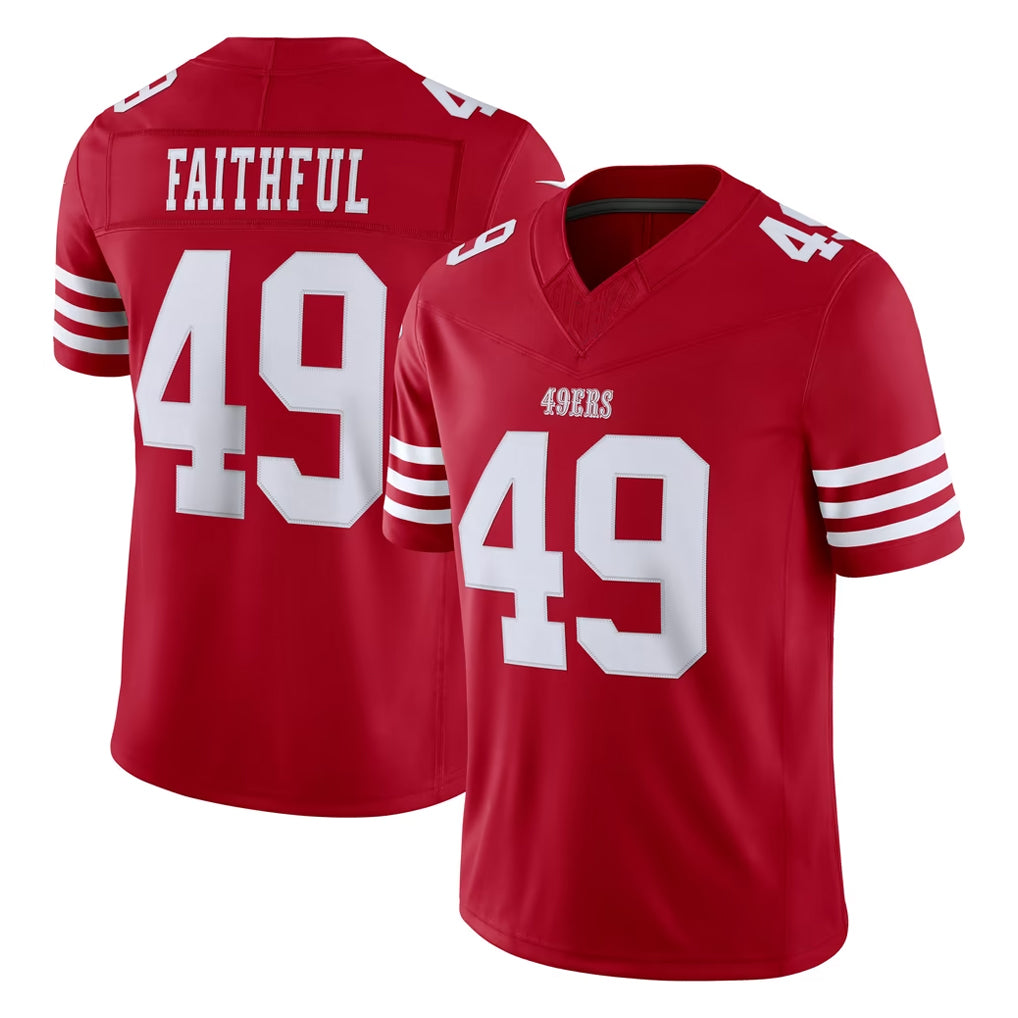 SF.49ers #49 The Faithful Player Red Limited Vapor F.U.S.E. Home Game STECN Stitched Jerseys