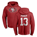 SF.49ers #13 Brock Purdy Player Red LOGO Pullover Hoodies Home Game STECN Stitched Jerseys