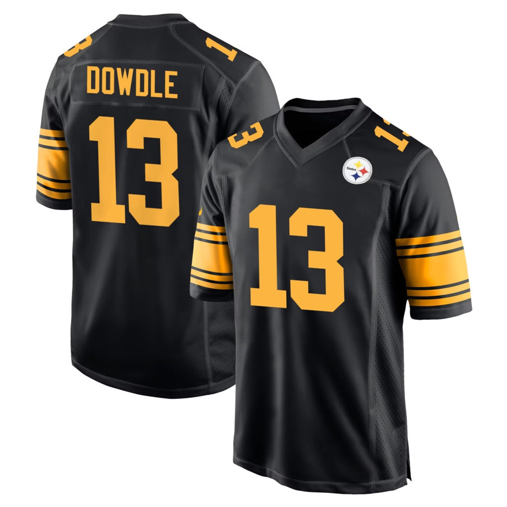 P.Steelers #13 Rico Dowdle Player Black Color Rush Home Game STECN Stitched Jerseys