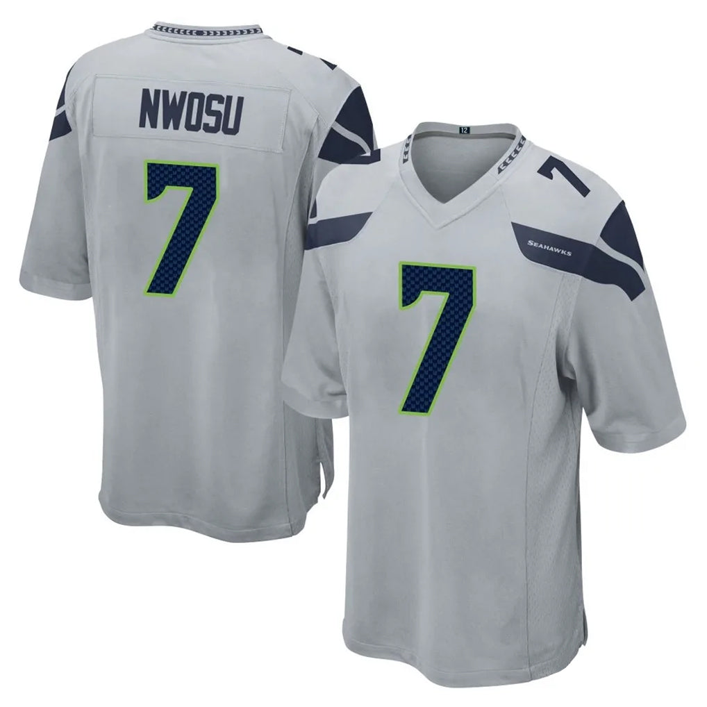 S.Seahawks #7 Uchenna Nwosu Player Gray Home Game STECN Stitched Jerseys