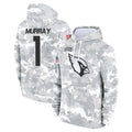 A.Cardinals #1 Kyler Murray Player Camo Salute to Service Hoodies STECN Stitched Jerseys