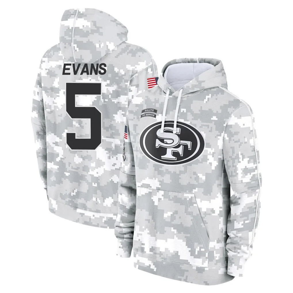 SF.49ers #5 Mike Evans Player Arctic Camo Limited Salute to Service Pullover Hoodies Game STECN Stitched Jerseys