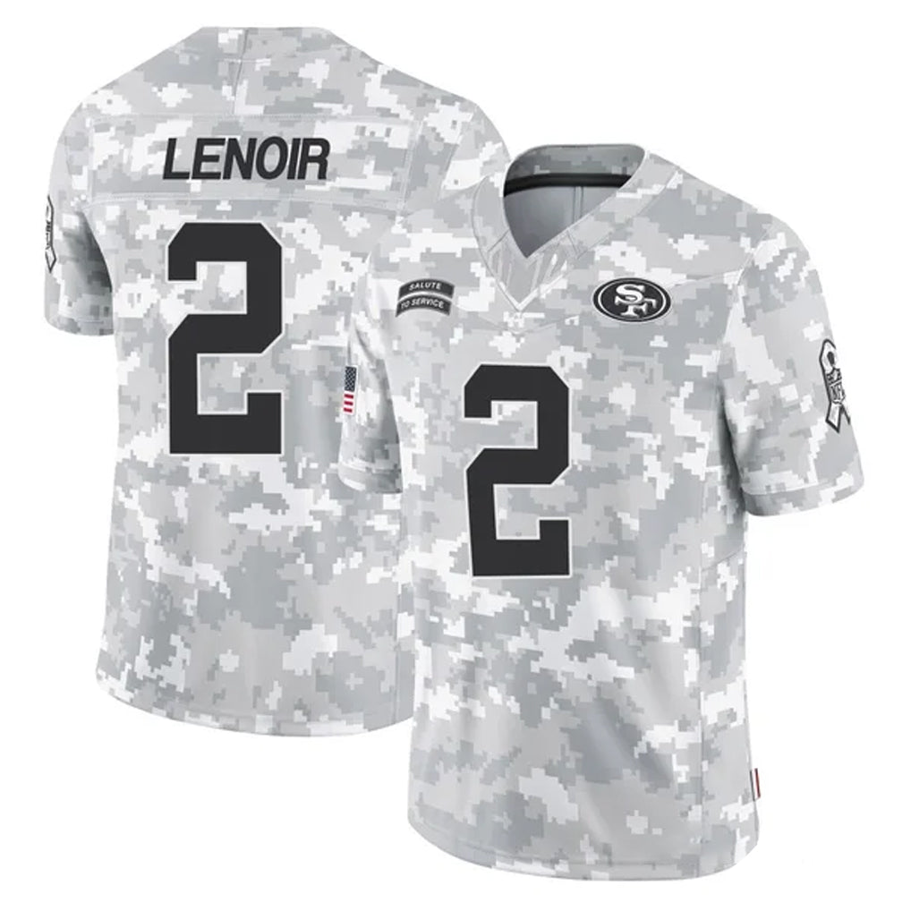 SF.49ers #2 Deommodore Lenoir Player Arctic Camo Limited Salute To Service Home Game STECN Stitched Jerseys