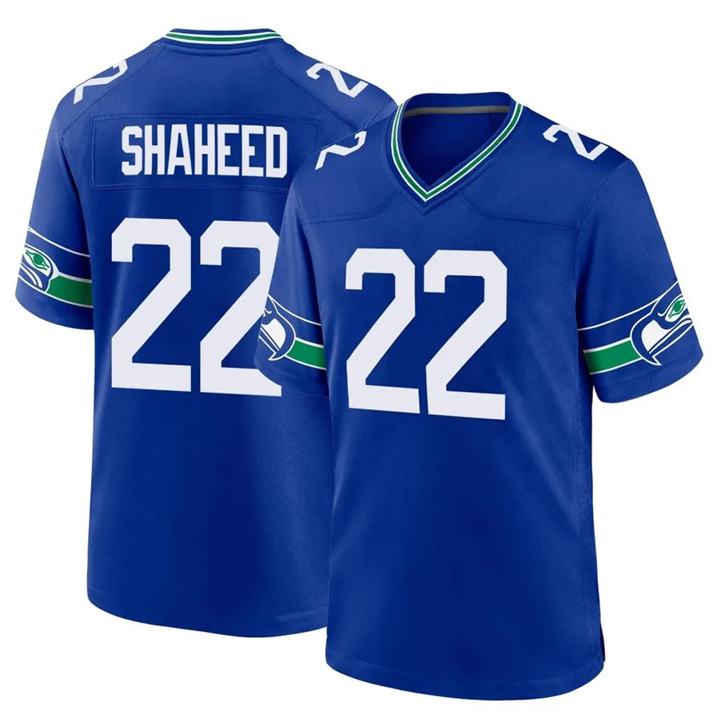 S.Seahawks #22 Rashid Shaheed Player Royal Throwback Home Game STECN Stitched Jerseys