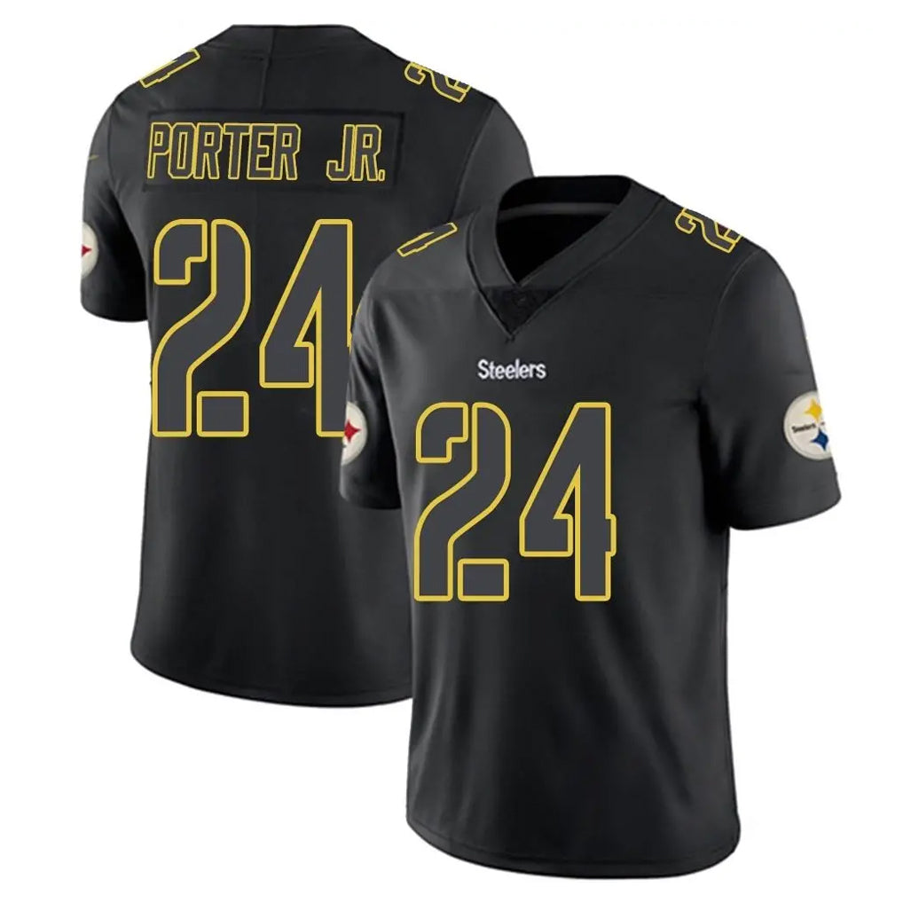 P.Steelers #24 Joey Porter Jr. Player Black Impact Limited Home Game STECN Stitched Jerseys