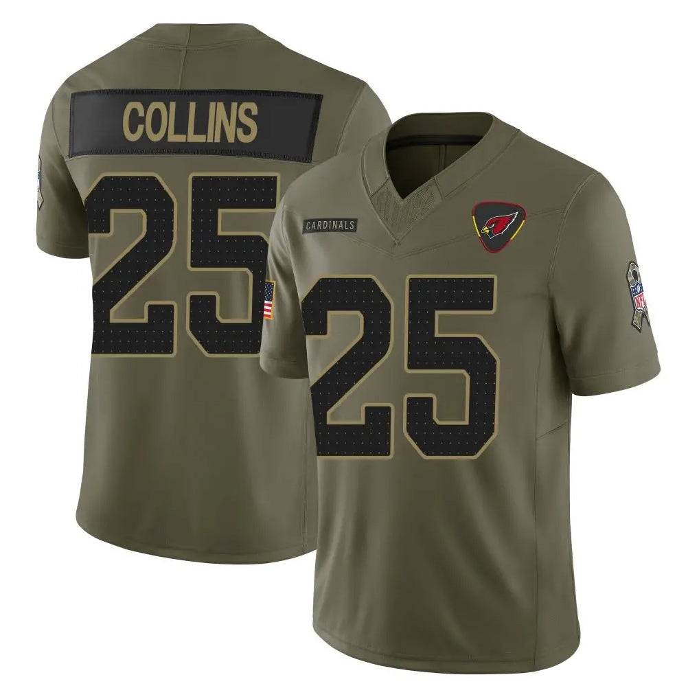 A.Cardinals #25 Zaven Collins Player Olive Salute To Service Limited Home Game STECN Stitched Jerseys
